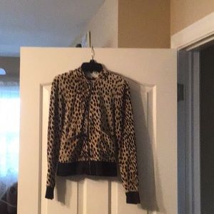 JUICY. OUTURE LEOPARD PATTERN VELVET ZIPPER JACKET